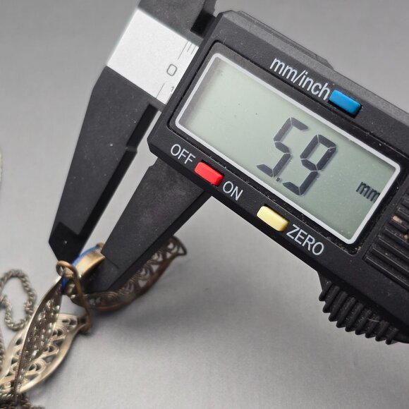 VTG West German Silver Filigree Necklace 16" Blue Glass Stone 1950s - Picture 12 of 13